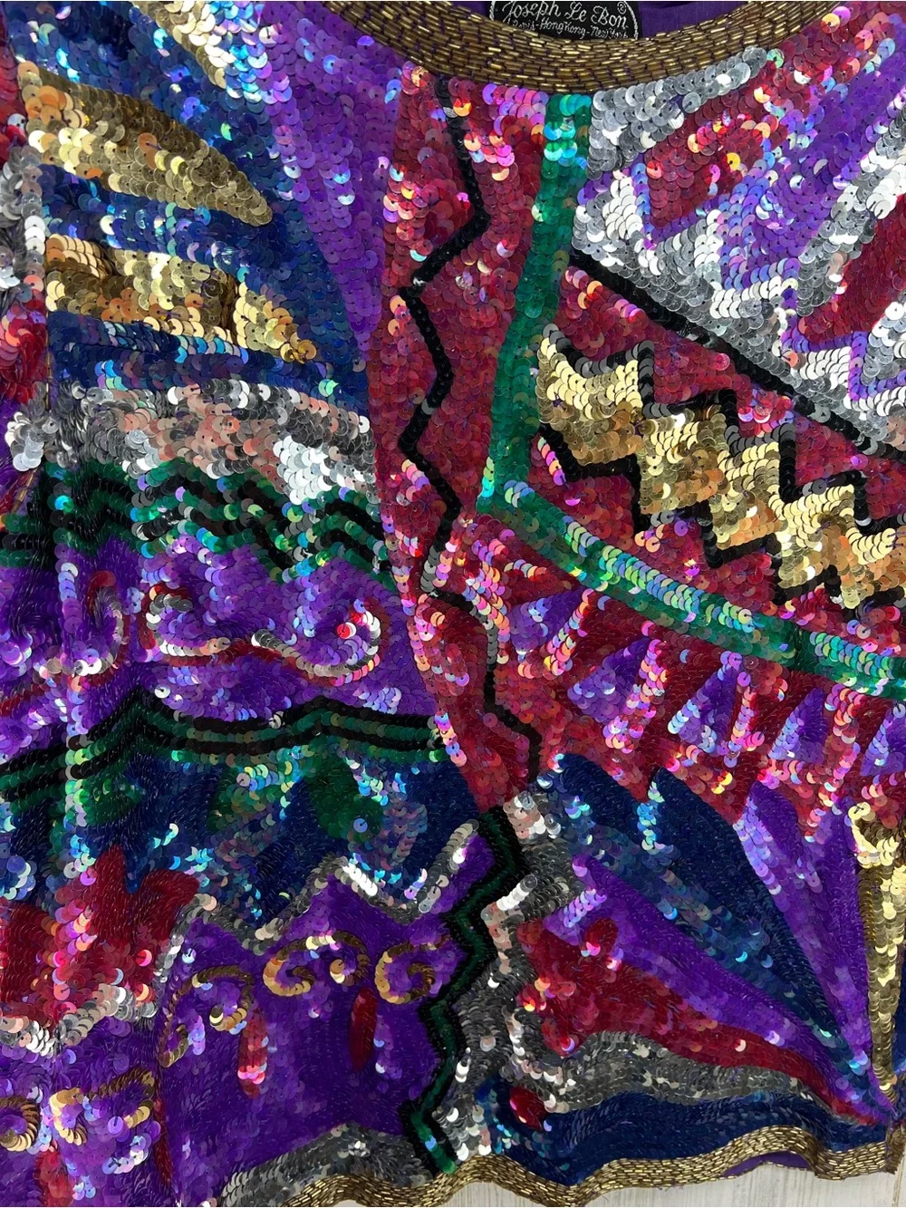 Vtg 80s Jean for Joseph le Bon 100% Silk Sequin Jazzy Blouse Womens Medium